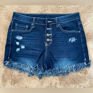 Stretch Denim Button Fly Cut Off Shorts Fringe Frayed NWOT‎ Size Small